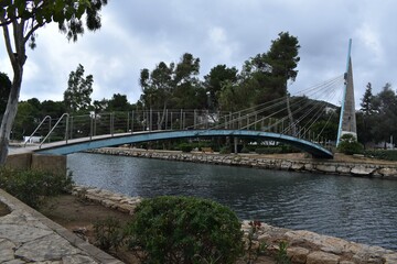 
A metal bridge and a river in Ibiza