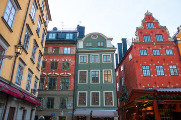 Obraz premium Stockholm, Sweden. Stunning Swedish buildings and architecture in the old town of Gamla Stan