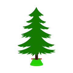 Obraz premium Christmas tree in a floor stand on a white background