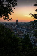 Fototapeta premium Heidelberg Heiliggeistkirche Sonnenuntergang Ausblick Panorama