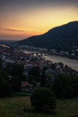Sonnenuntergang Heidelberg Neckarufer Alte Brücke Panorama Ausblick
