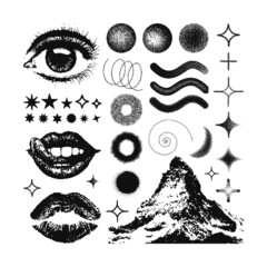 vector Memphis design elements. Retro graphics set , 80s design trends and vintage geometric element illustration. Collection of vector
