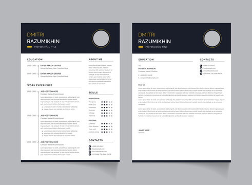 Black and White Resume and Cover Letter Layout	