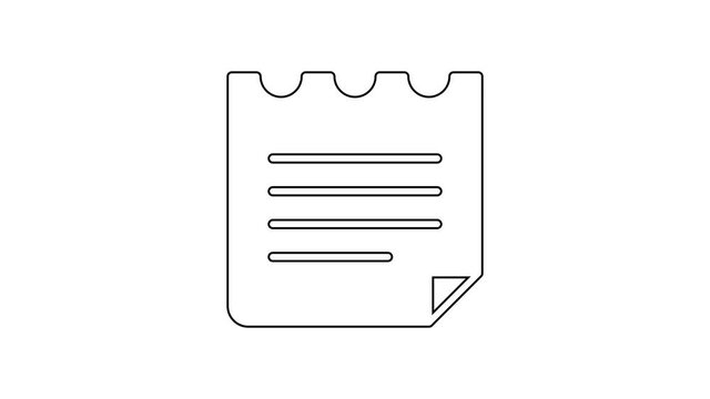 Black line Notebook icon isolated on white background. Spiral notepad icon. School notebook. Writing pad. Diary for school. 4K Video motion graphic animation
