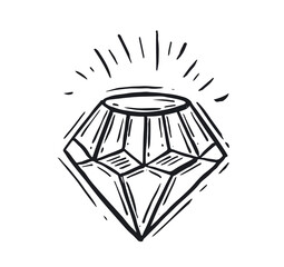 Diamonds, Hand drawn style, vector illustration.	
