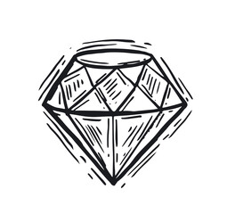 Diamonds, Hand drawn style, vector illustration.	
