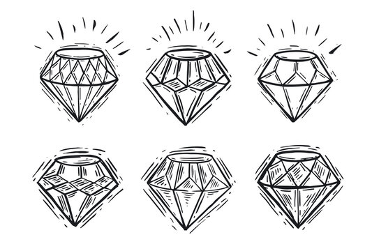Diamonds, Hand drawn style, vector illustration.	

