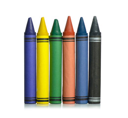 Wax crayon pencils on white background isolation