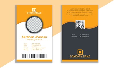 Yellow ash and white abstract shapes unique modern professional creative id card design template