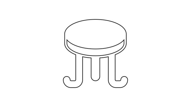 Black line Coffee table icon isolated on white background. Street cafe. 4K Video motion graphic animation