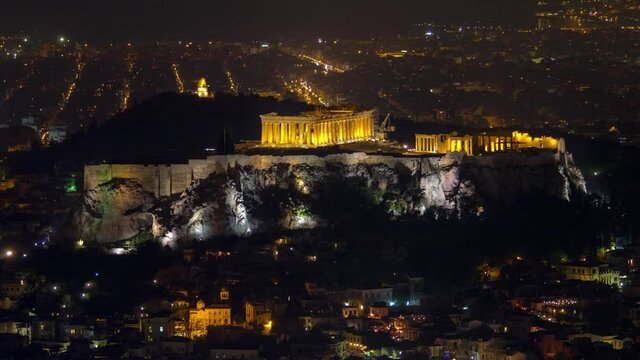 Athens, Greece - The Acropolis & Parthenon - Day to Night Time-Lapse 4K