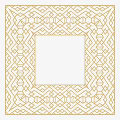 Circular decorative gold frame.