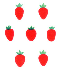 strawberries with green leaves isolated on white background