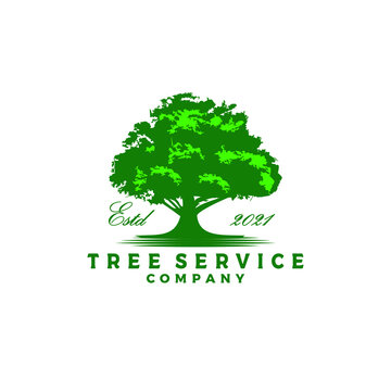 Oak Tree Silhouette Logo Icon Vector Illustration Template Free Vector
