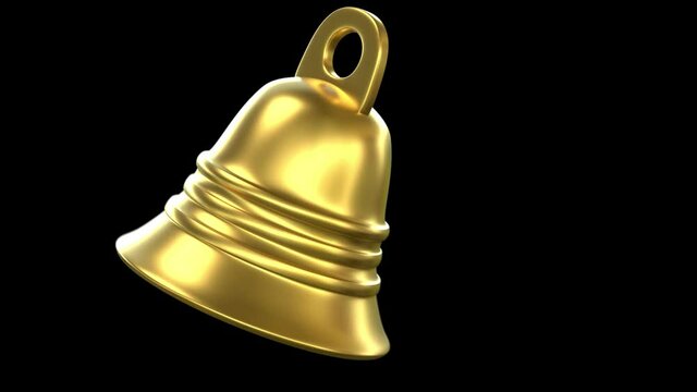Ringing golden bell - 3d render looped with alpha channel.