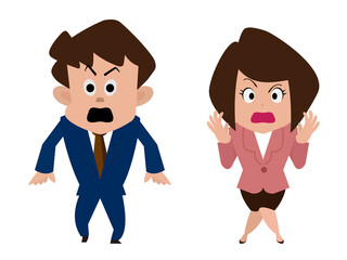 驚き！ポーズのビジネスマンとビジネスウーマン