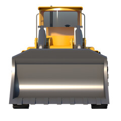 Tractor Bulldozer Excavator 1- Front view white background 3D Rendering Ilustracion 3D	