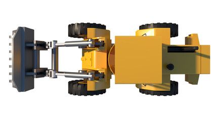 Tractor Bulldozer Excavator 1- Top view white background 3D Rendering Ilustracion 3D	