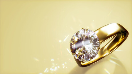 engagement ring with diamond on festal backdrop with empty place - abstract 3D rendering