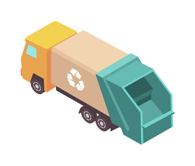 Sanitation Truck Isometric Composition