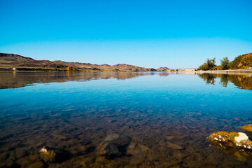 A beautiful autumn landscape of lake in Kazakhstan