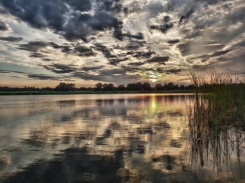 sunset over the lake