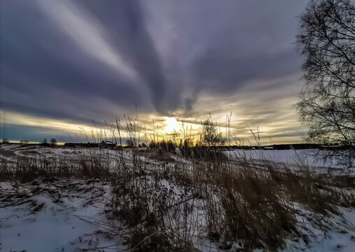 sunset over the river