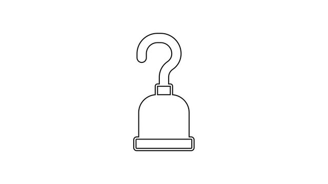 Black line Pirate hook icon isolated on white background. Happy Halloween party. 4K Video motion graphic animation