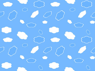 cloud cartoon character seamless pattern on blue background