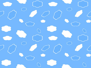 cloud cartoon character seamless pattern on blue background