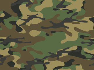 Fototapeta premium Camouflage seamless pattern. Military texture of spots. Print on fabric and clothing. Vector illustration