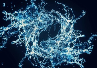 青い水のしぶきの3Dイラスト