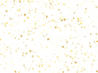 Flying gold star sparkle vector with white background.