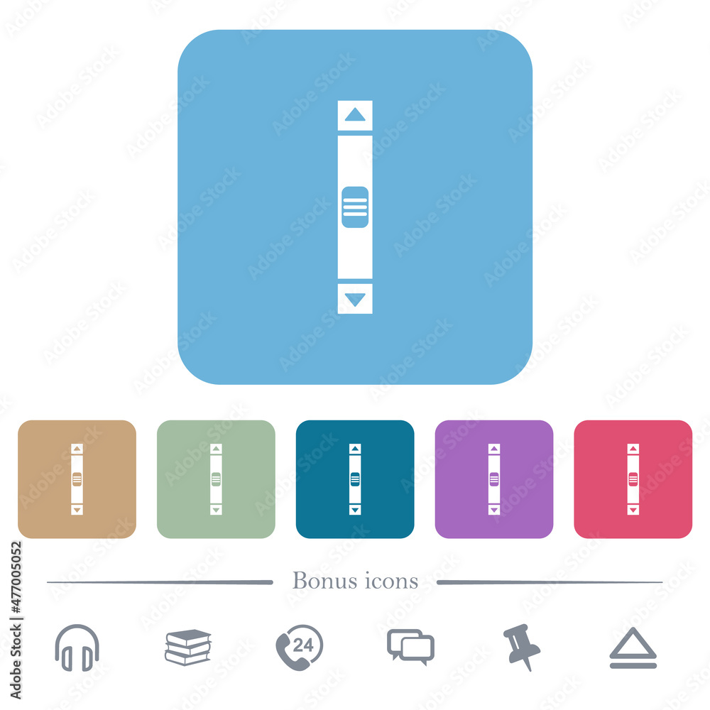 Poster vertical scroll bar flat icons on color rounded square backgrounds