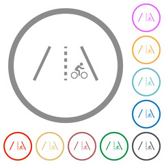 Bicycle lane flat icons with outlines