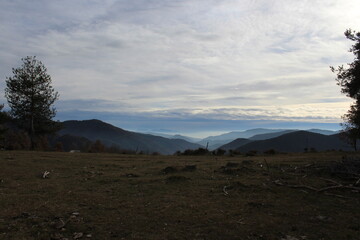Naklejka premium Mountain landscape of The Pyrenees near the small town of Ripoll, Catalonia, Spain, Europe