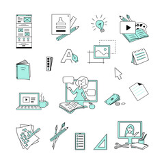 People in the office_stationery-web-phone-printing-design-training-lesson-lesson-objects_line_flat © Liudmyla Taranenko
