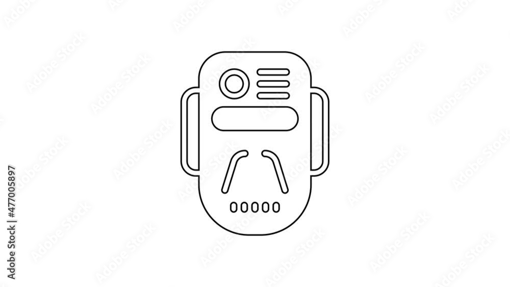 Poster Black line Artificial intelligence robot icon isolated on white background. Machine learning, cloud computing. 4K Video motion graphic animation