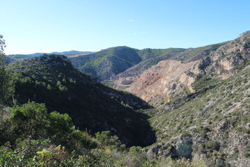 Fototapeta na wymiar Open pit mine quarry in the natural area of Garraf, Catalonia, Spain 