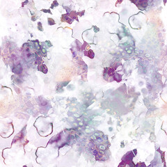 Watercolor flowers on an abstract background. Rosebuds on watercolor paint stains. Seamless Pattern © Елена Устьянцева