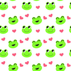 Illustration of happy frogs. seamless pattern. can be used for wallpaper, wrapping paper, clothes pattern, pattern fill, fabric, textile, background, apparel, nursery interior, birthday card