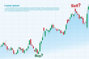 Trade of stock. Chart of forex with candles. Graph for financial market. Stock trade data on graph with japanese sticks. Candlestick graph, stock market business concept.