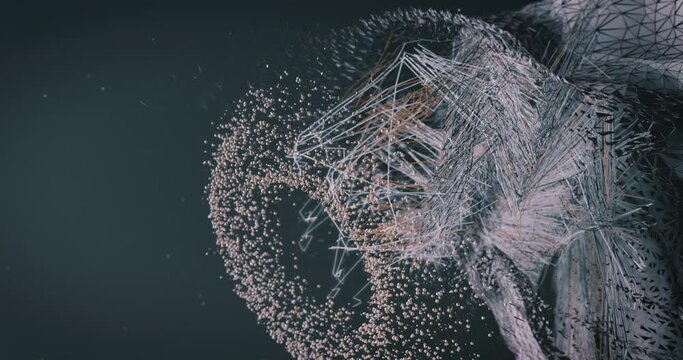 Artificial intelligence human hand morphing. Cinematic scifi scene for robot and future technology with dark feeling. Water and misty shot. Life forming under water.