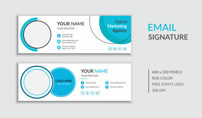 Naklejka premium Modern email signature template and personal social media email footer cover design