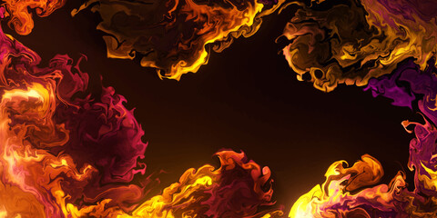Background image of a flame frame in Colorful,  Color drops in water , abstract color mix , drop of Ink color mix paint falling on water Colorful ink in water.