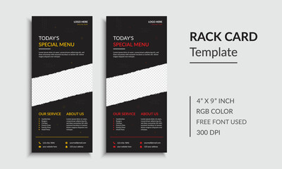 Corporate Restaurant Rack Card or DL Flyer Template Design Layout