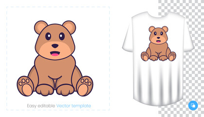 Cute bear mascot character. Can be used for stickers, pattern, patches, textiles, paper. Vector illustration