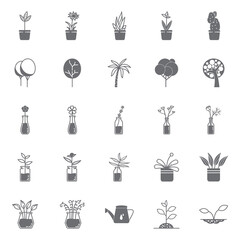 Best Collection of Plant Icons with Solid Style Includes Rose, Soil, Cactus, Tree, Flower, Pot, Seed, Watering. Perfect For Templates, Youtube Thumbnails, Instagram and Facebook Post, Marketing Ads.