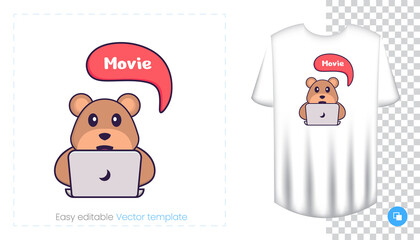 Cute bear mascot character. Can be used for stickers, pattern, patches, textiles, paper. Vector illustration