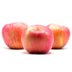 Set of 3 apples on white background. Spot focus